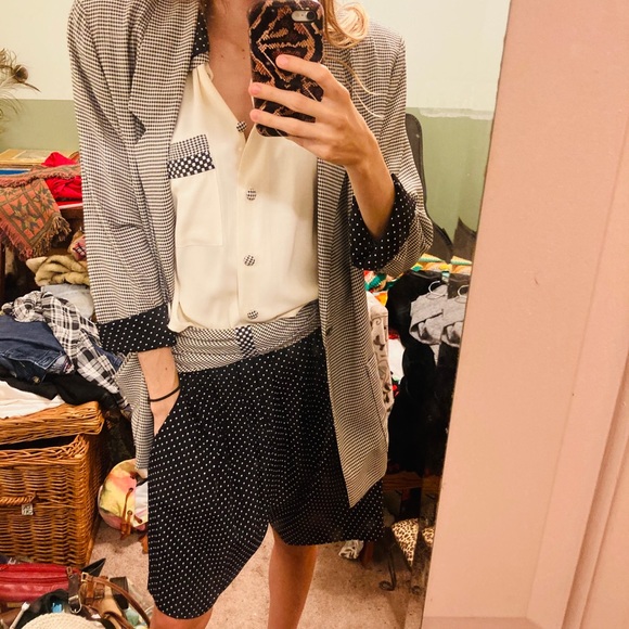 Vintage 90s Gingham Shorts Suit Set - Picture 8 of 11